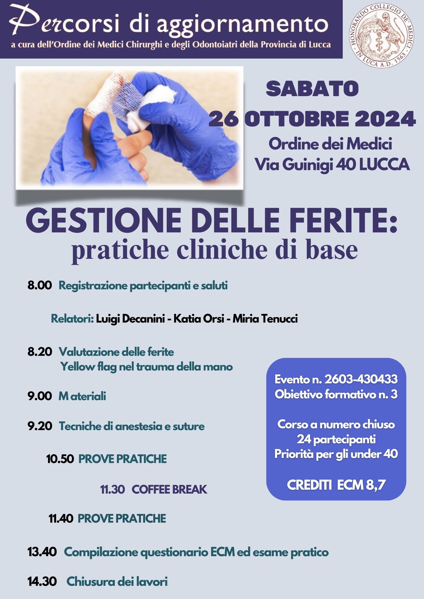 GESTIONE DELLE FERITE 26 ottobre 2024