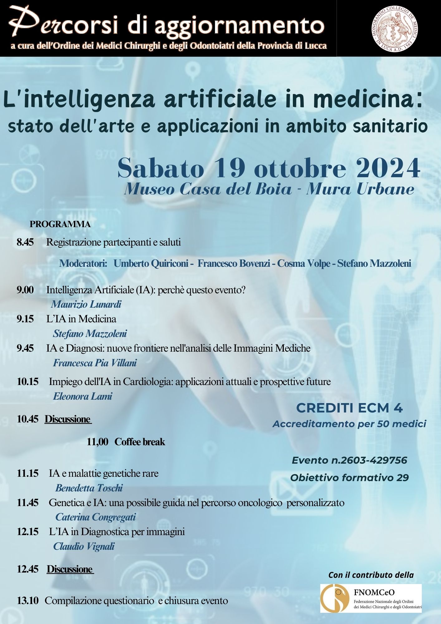 INTELLIGENZA ARTIFICIALE 19 ottobre 2024 Cardiologia Genetica Oncologia