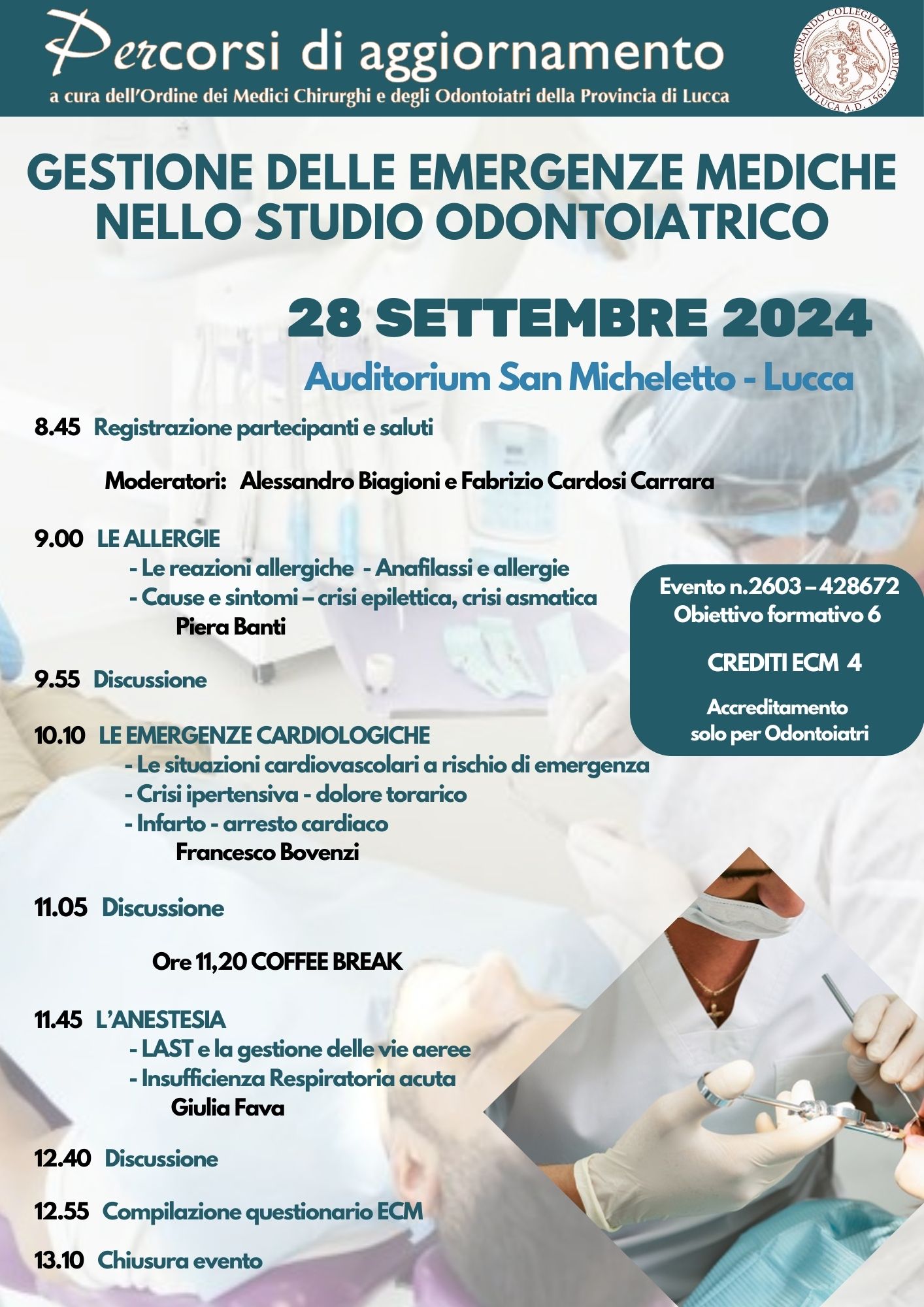 LEMERGENZA NELLO STUDIO ODONTOIATRICO 28 Settembre 2024