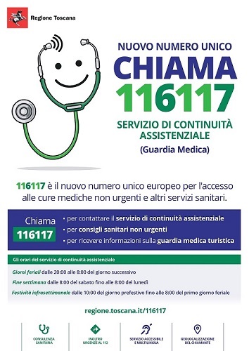 Locandina Nuovo numero Servizio continuità assistenziale 116117 ultima