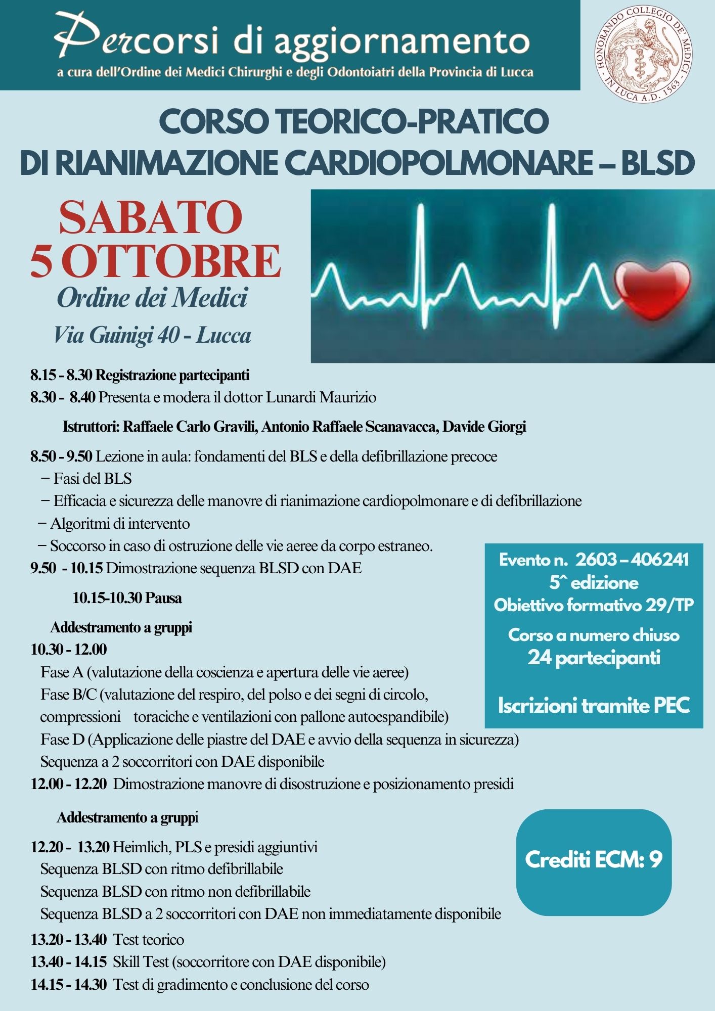 Corso BLSD 5 ottobre 2024